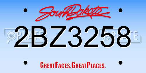 2BZ3258 South Dakota License Plate