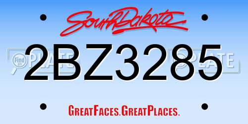2BZ3285 South Dakota License Plate