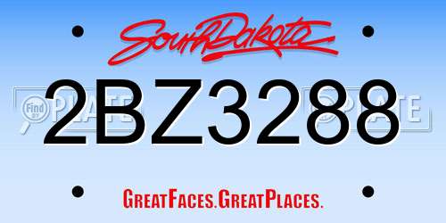2BZ3288 South Dakota License Plate