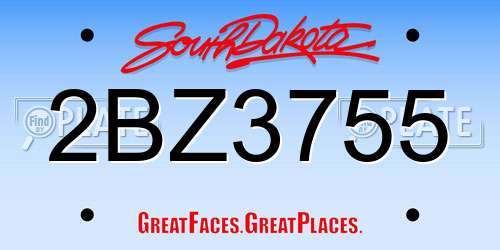 2BZ3755 South Dakota License Plate