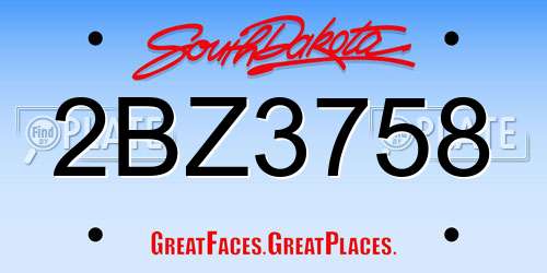 2BZ3758 South Dakota License Plate