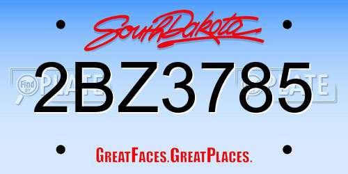 2BZ3785 South Dakota License Plate