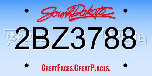 2BZ3788 South Dakota License Plate