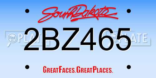 2BZ465 South Dakota License Plate