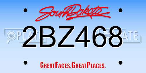 2BZ468 South Dakota License Plate