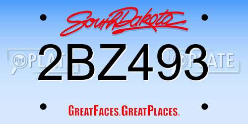2BZ493 South Dakota License Plate