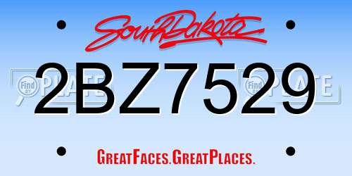 2BZ7529 South Dakota License Plate