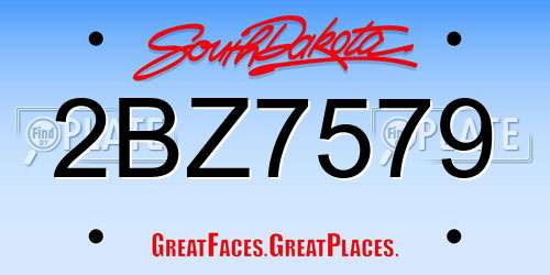 2BZ7579 South Dakota License Plate