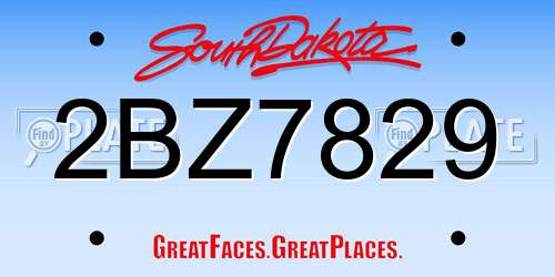 2BZ7829 South Dakota License Plate