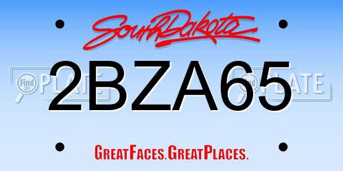 2BZA65 South Dakota License Plate