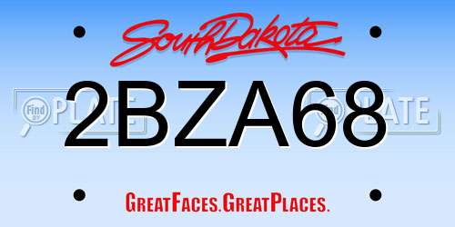 2BZA68 South Dakota License Plate