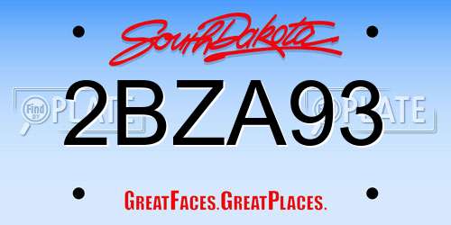 2BZA93 South Dakota License Plate