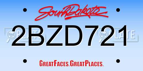 2BZD721 South Dakota License Plate
