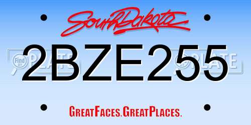 2BZE255 South Dakota License Plate