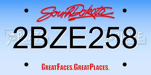 2BZE258 South Dakota License Plate