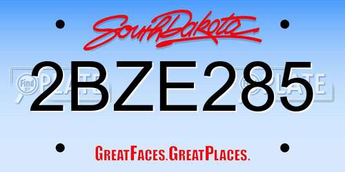 2BZE285 South Dakota License Plate