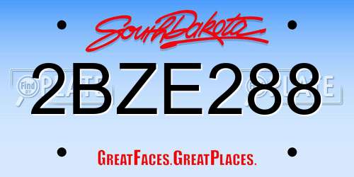 2BZE288 South Dakota License Plate