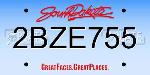 2BZE755 South Dakota License Plate