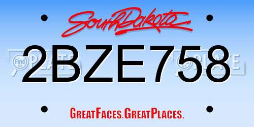 2BZE758 South Dakota License Plate