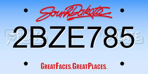 2BZE785 South Dakota License Plate