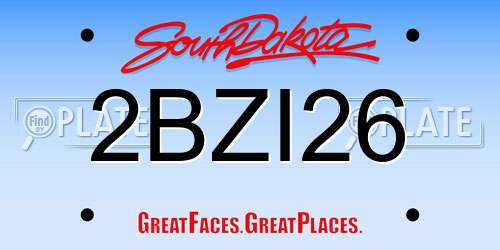 2BZI26 South Dakota License Plate