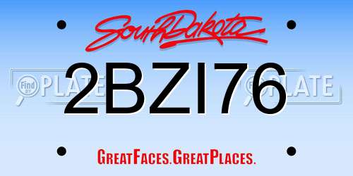 2BZI76 South Dakota License Plate