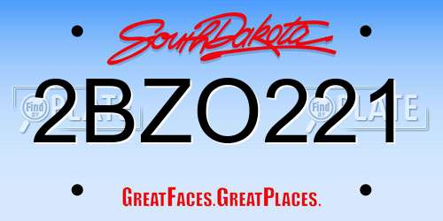 2BZO221 South Dakota License Plate