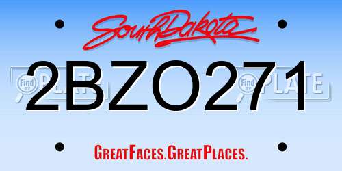 2BZO271 South Dakota License Plate