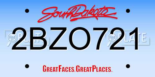 2BZO721 South Dakota License Plate