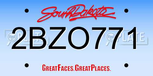 2BZO771 South Dakota License Plate