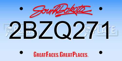 2BZQ271 South Dakota License Plate