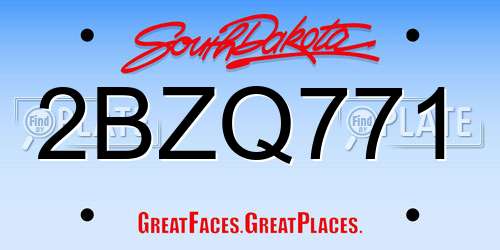 2BZQ771 South Dakota License Plate