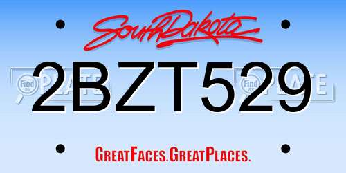 2BZT529 South Dakota License Plate