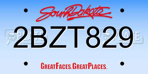 2BZT829 South Dakota License Plate