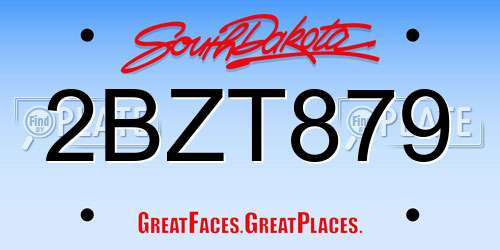 2BZT879 South Dakota License Plate