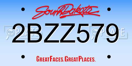 2BZZ579 South Dakota License Plate