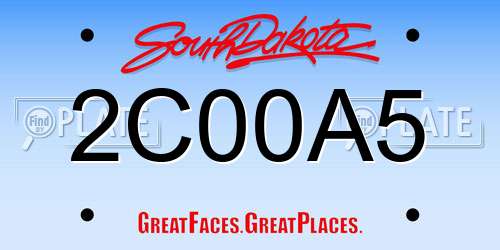 2C00A5 South Dakota License Plate