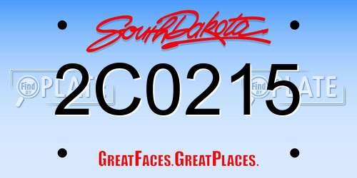2C0215 South Dakota License Plate