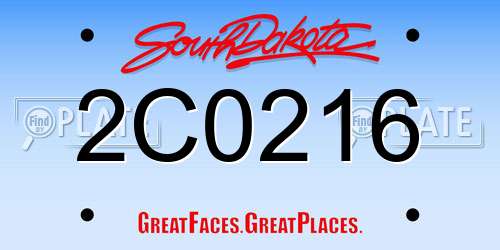 2C0216 South Dakota License Plate