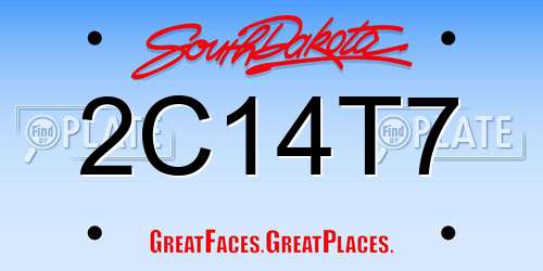 2C14T7 South Dakota License Plate