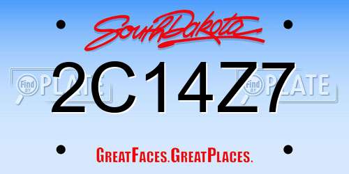 2C14Z7 South Dakota License Plate