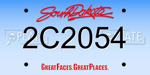 2C2054 South Dakota License Plate