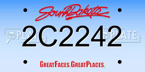 2C2242 South Dakota License Plate