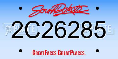 2C26285 South Dakota License Plate