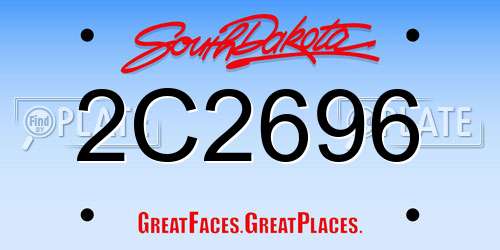 2C2696 South Dakota License Plate