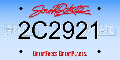 2C2921 South Dakota License Plate