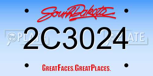 2C3024 South Dakota License Plate