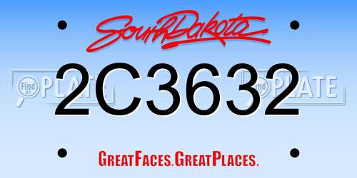 2C3632 South Dakota License Plate