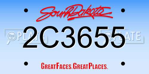 2C3655 South Dakota License Plate