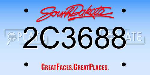 2C3688 South Dakota License Plate